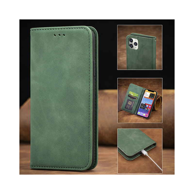 IssAcc kožené Puzdro knižka pre iPhone 7, 8,SE 2020, SE 2022,tmavo zelené, PN: 8878452888