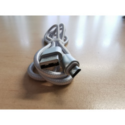 Kábel MicroUSB 1m kvalitné opletený biely