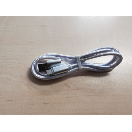 Kábel USB-C 1m opletený biely